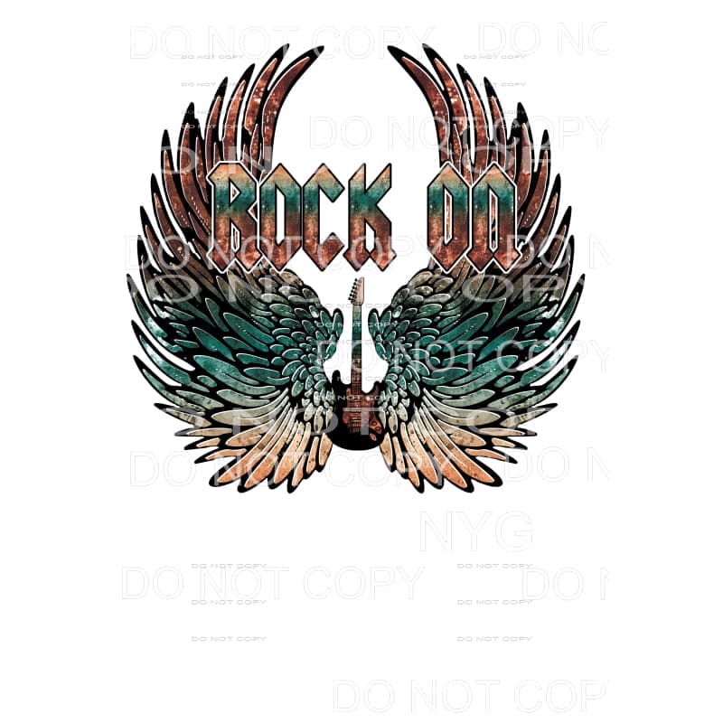 Rock On Wings turquoise and rust Sublimation transfers - 