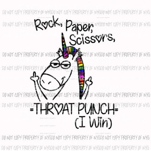 rock paper scissors throat punch unicorn Sublimation transfers Heat Transfer