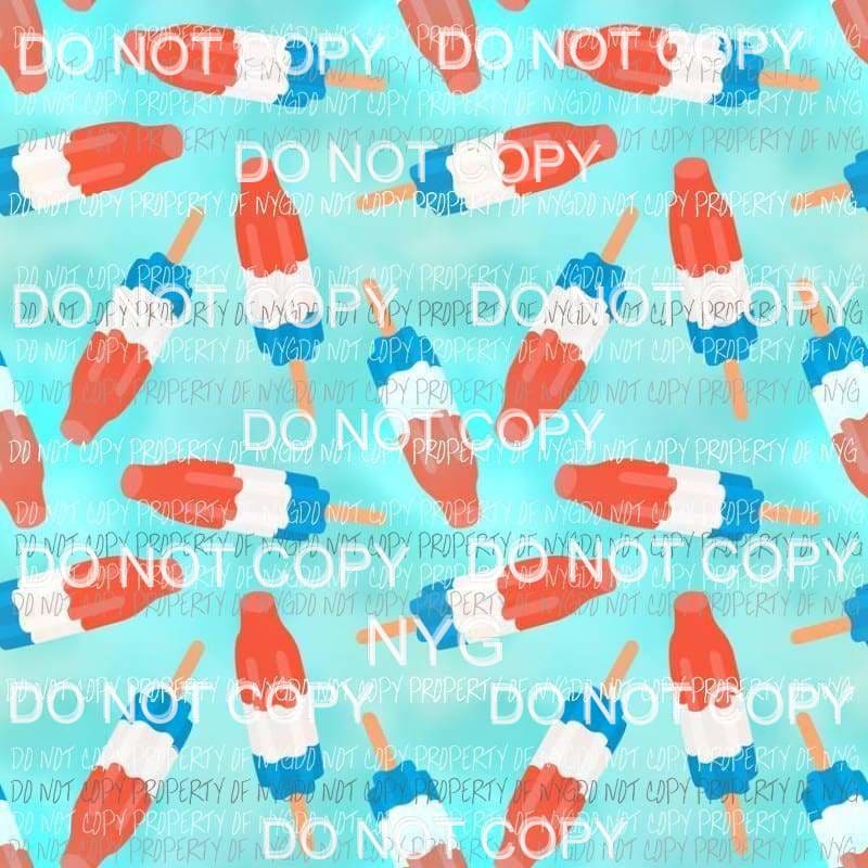 Rocket Pop Ice Cream red white blue Sheet Sublimation transfers 13 x 9 inches Heat Transfer