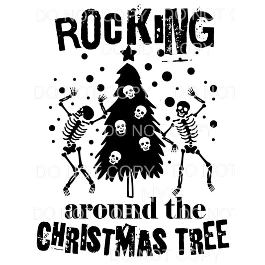 Rocking Around The Christmas Tree Skulls Dancing Skeletons 