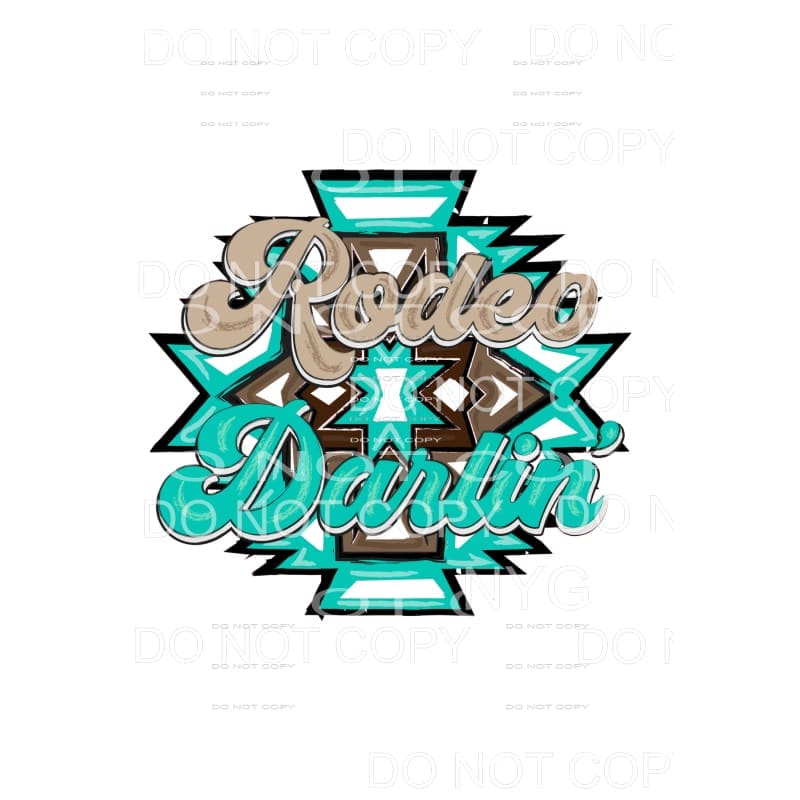 Rodeo Darlin Teal Brown Western #1076 Sublimation transfers 