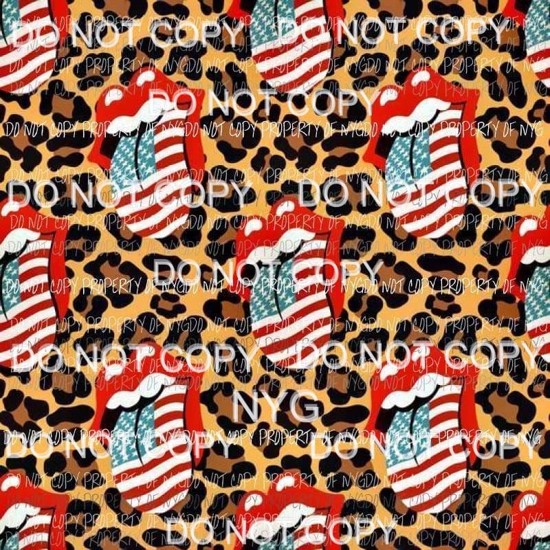 Rolling Stones American Flag Lips Leopard Sheet Sublimation transfers 13 x 9 inches Heat Transfer
