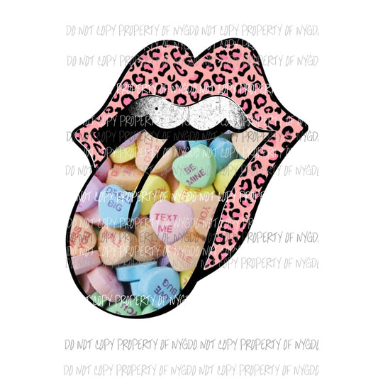 Rolling Stones Conversation Hearts lips #1 pink leopard Sublimation transfers Heat Transfer