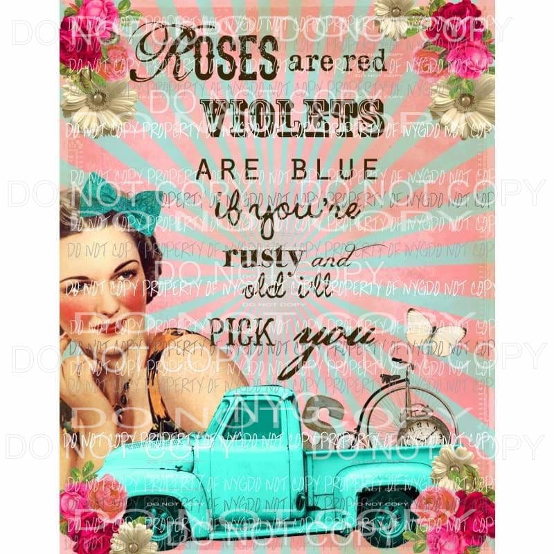 Roses are red sublimation transfer Heat Transfer