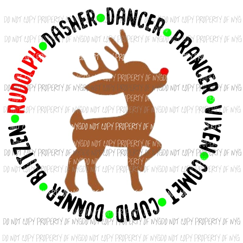 Rudolph and Reindeer Sublimation transfers Heat Transfer