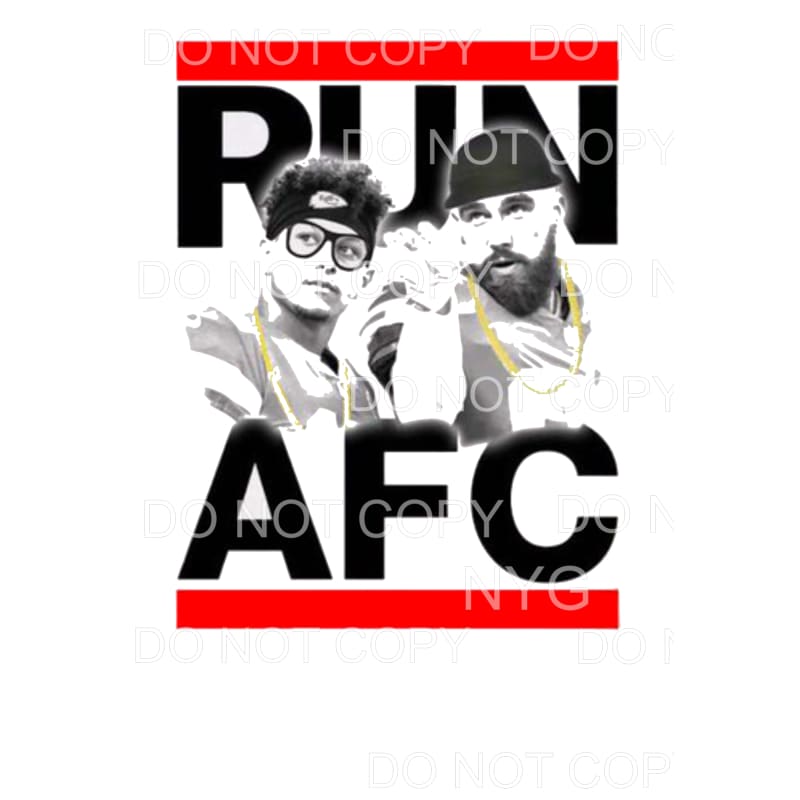 RUN AFC KC chiefs Mahomes Kelce Sublimation transfers - Heat