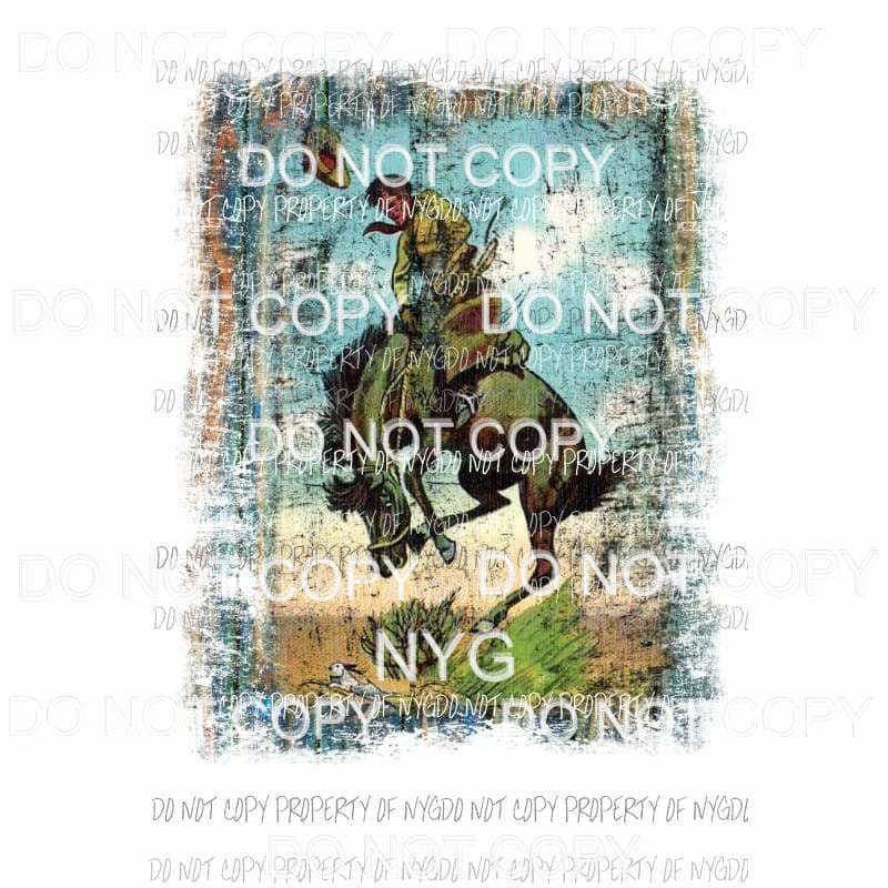 Rustic Cowboy Bucking Horse Sublimation transfers Heat Transfer