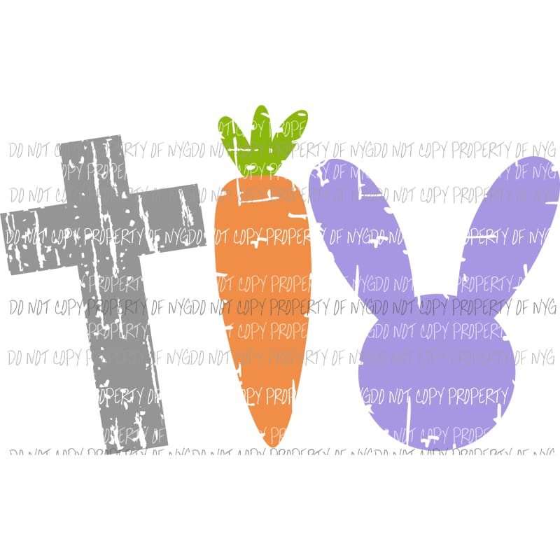 Rustic Easter Trio cross carrot rabbit Sublimation transfers Heat Transfer