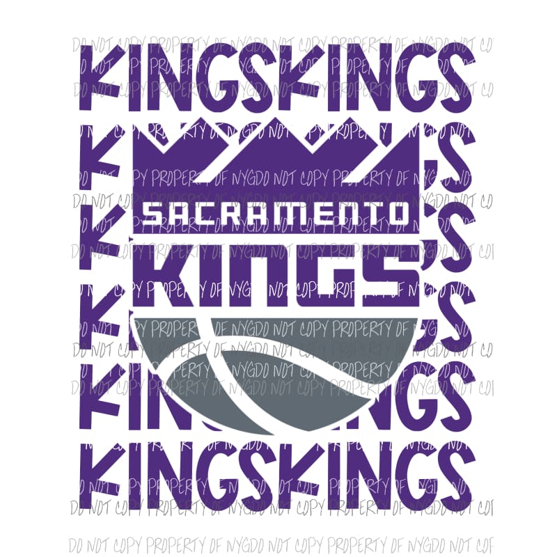 Sacramento Kings stacked Sublimation transfers Heat Transfer