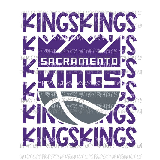 Sacramento Kings stacked Sublimation transfers Heat Transfer