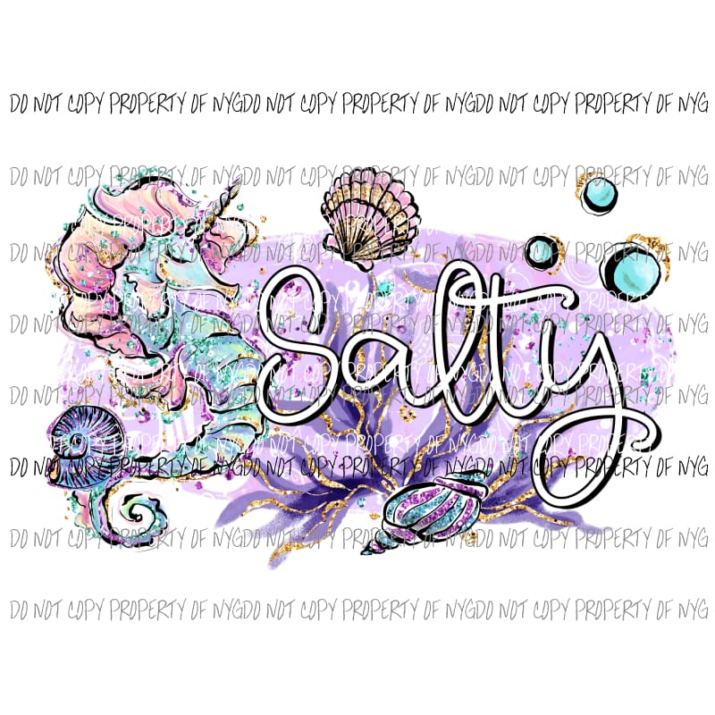 Salty Seahorse Seashells Sublimation transfers Heat Transfer