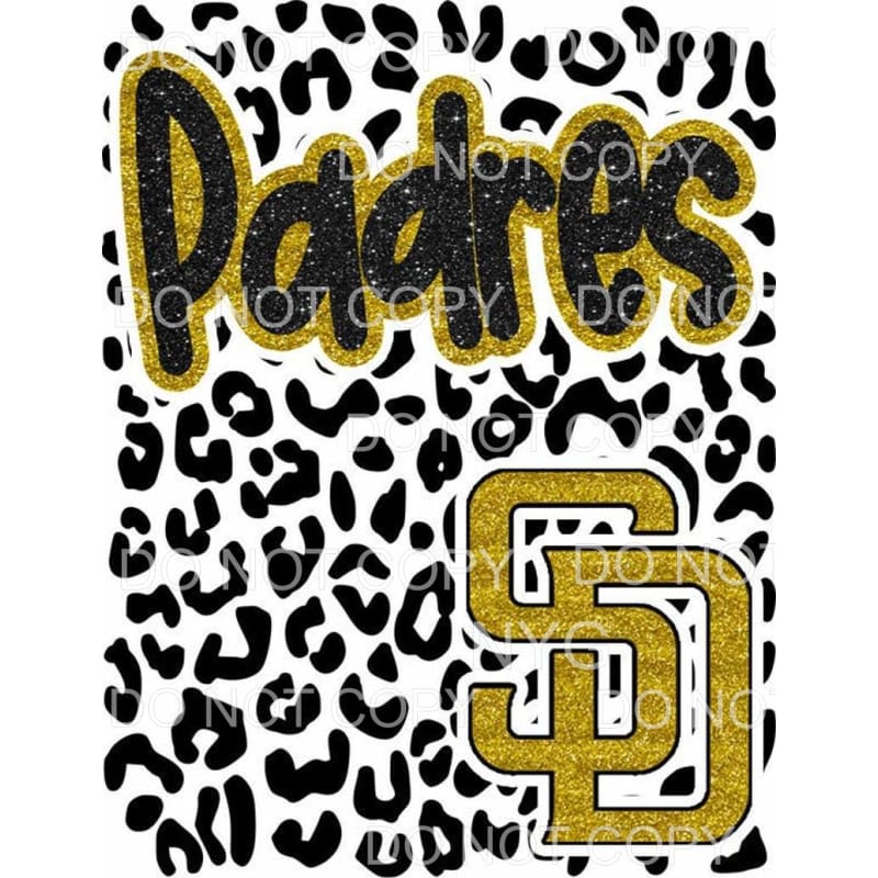 San Diego Padros Baseball Gold Glitter Black Leopard 