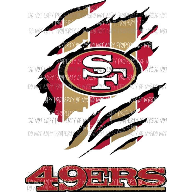 San Francisco 49ers ripped design Sublimation transfers Heat Transfer