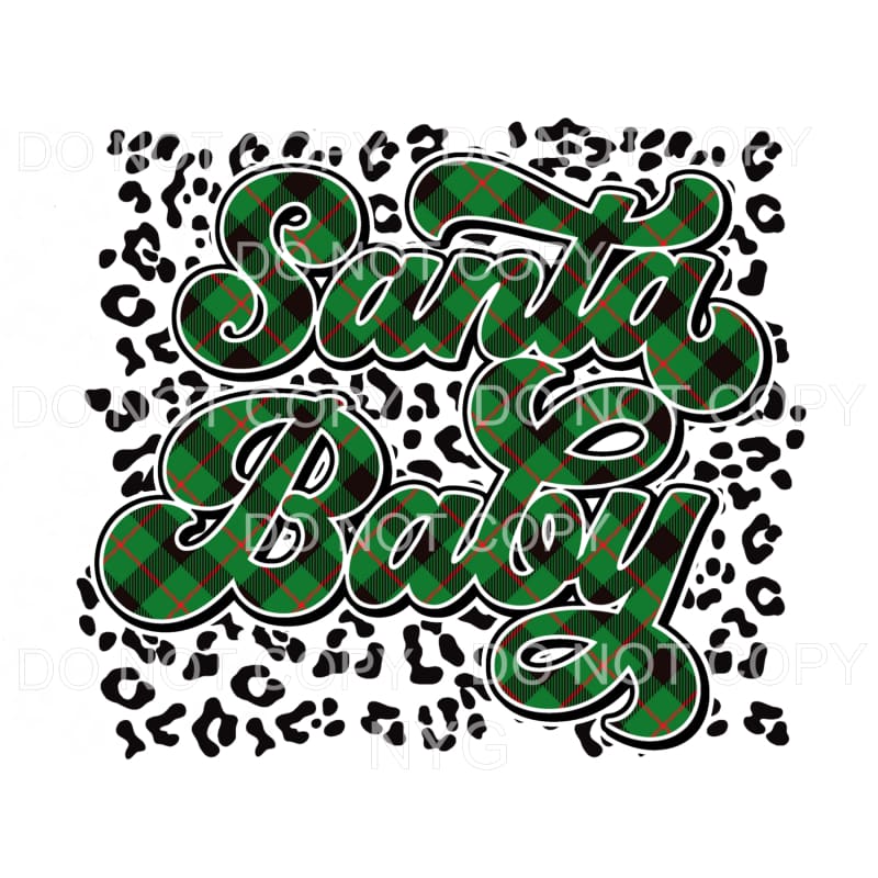 Santa Baby Green Christmas Plaid Leopard Sublimation 