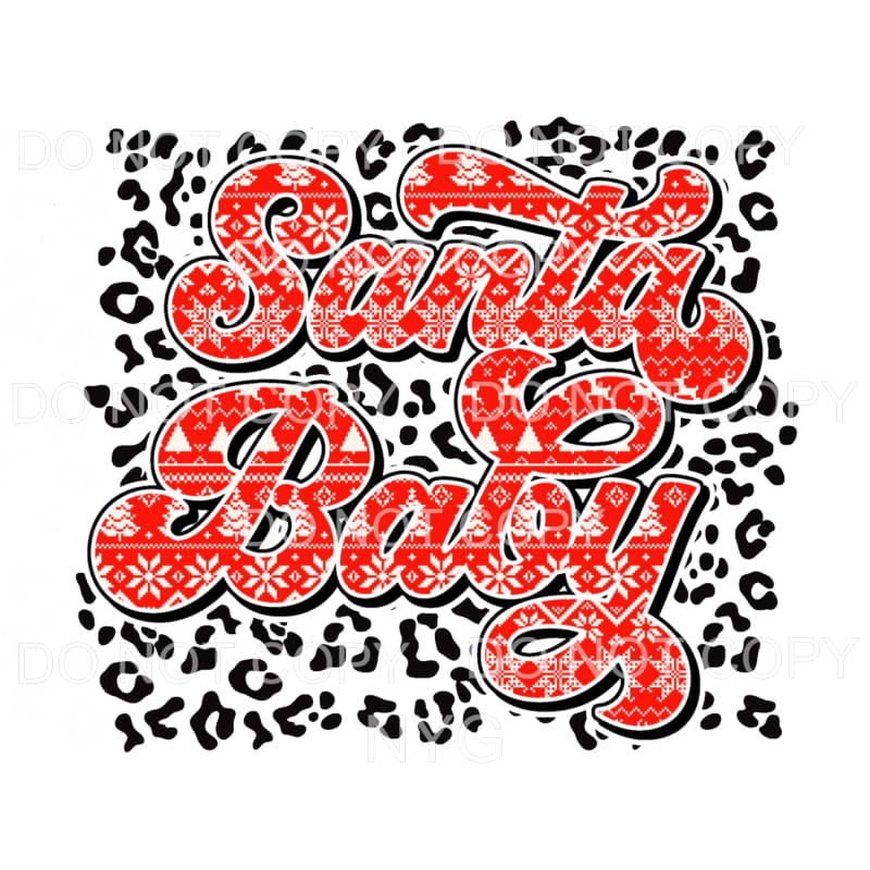 Santa Baby Red Christmas Print Leopard Sublimation transfers