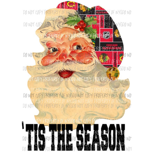 Santa Blackhawks Red Sublimation transfers Heat Transfer