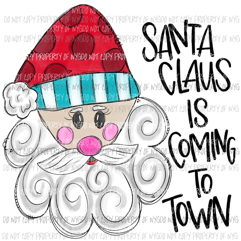 Santa Claus Is Coming To Town face sketch Sublimation transfers Heat Transfer
