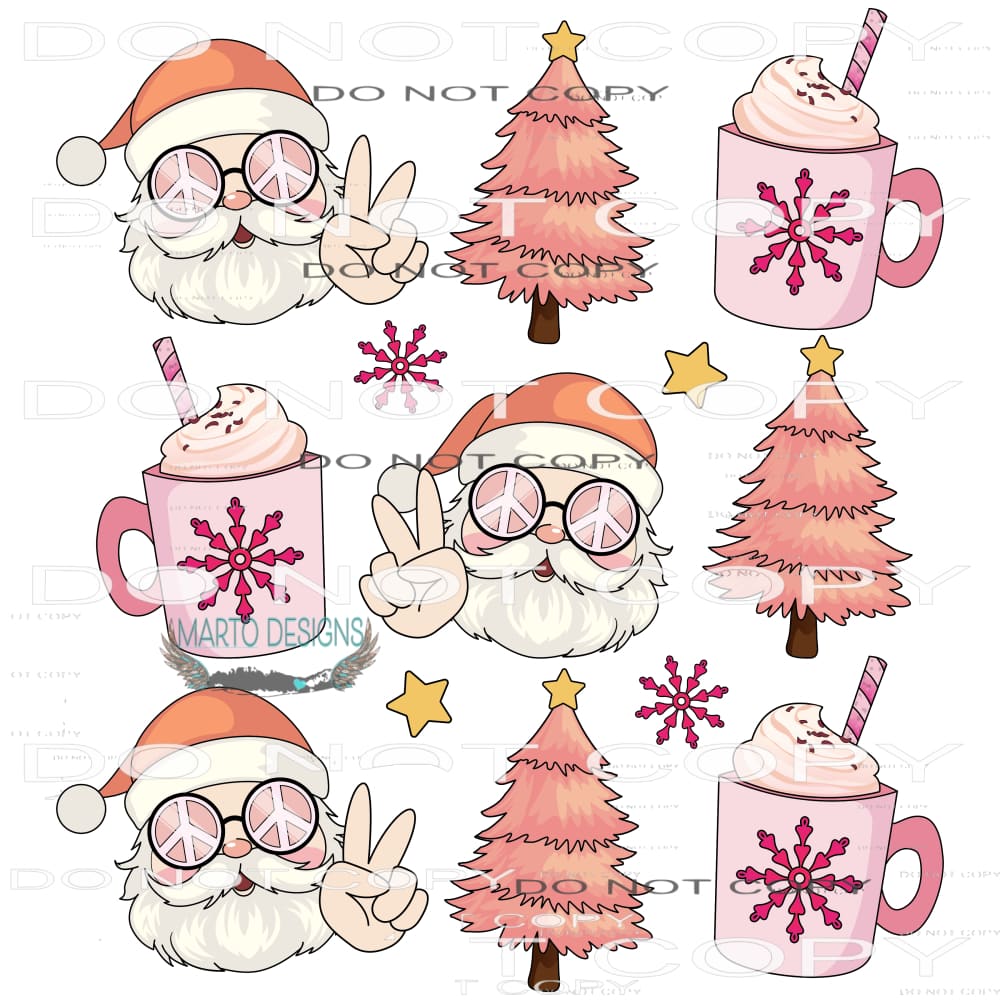Santa Cocoa Tree #8170 Sublimation transfers - Heat Transfer