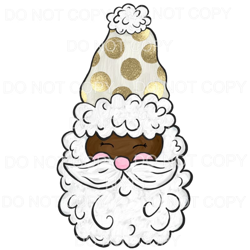 Santa Dark Skin Gold Polka Dot Hat #1563 Sublimation 
