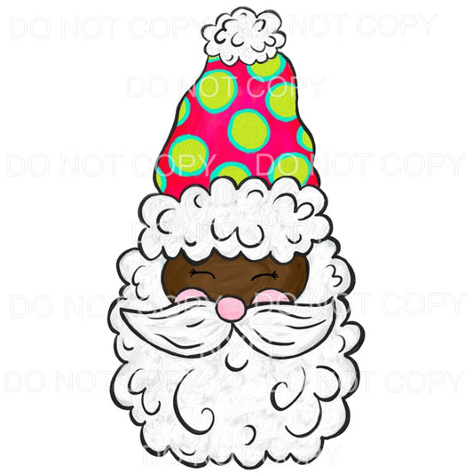 Santa Dark Skin Red Green Polka Dot Hat #1566 Sublimation 