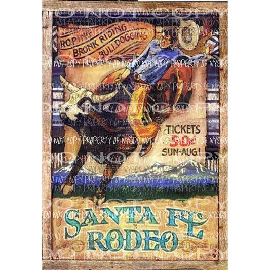 Santa Fe Rodeo old western poster Sublimation transfers Heat Transfer
