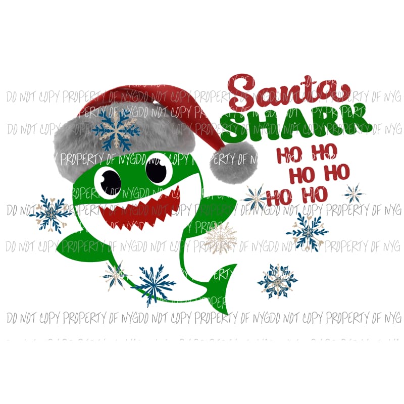 Santa Hat Shark Ho Ho Ho Choose color in notes Sublimation transfers Heat Transfer