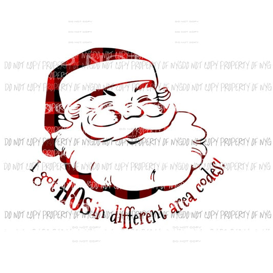 Santa hos in different area codes 2 plaid Sublimation transfers Heat Transfer