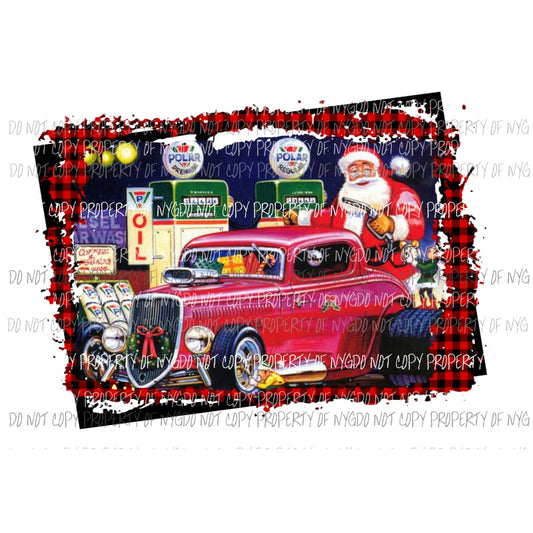 Santa Hot rod # 1 FRAMED Sublimation transfers Heat Transfer