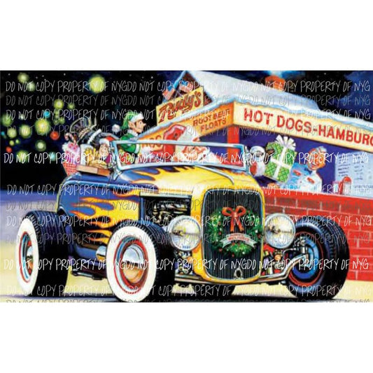 Santa Hot rod # 2 Sublimation transfers Heat Transfer