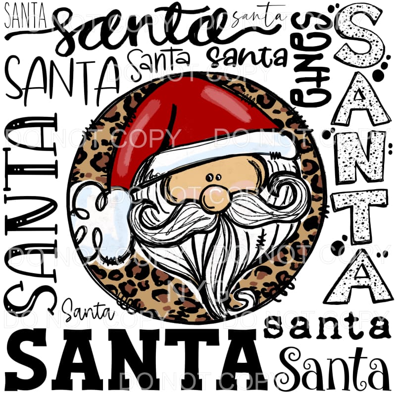 Santa Leopard Circle Typography #1365 Sublimation transfers 