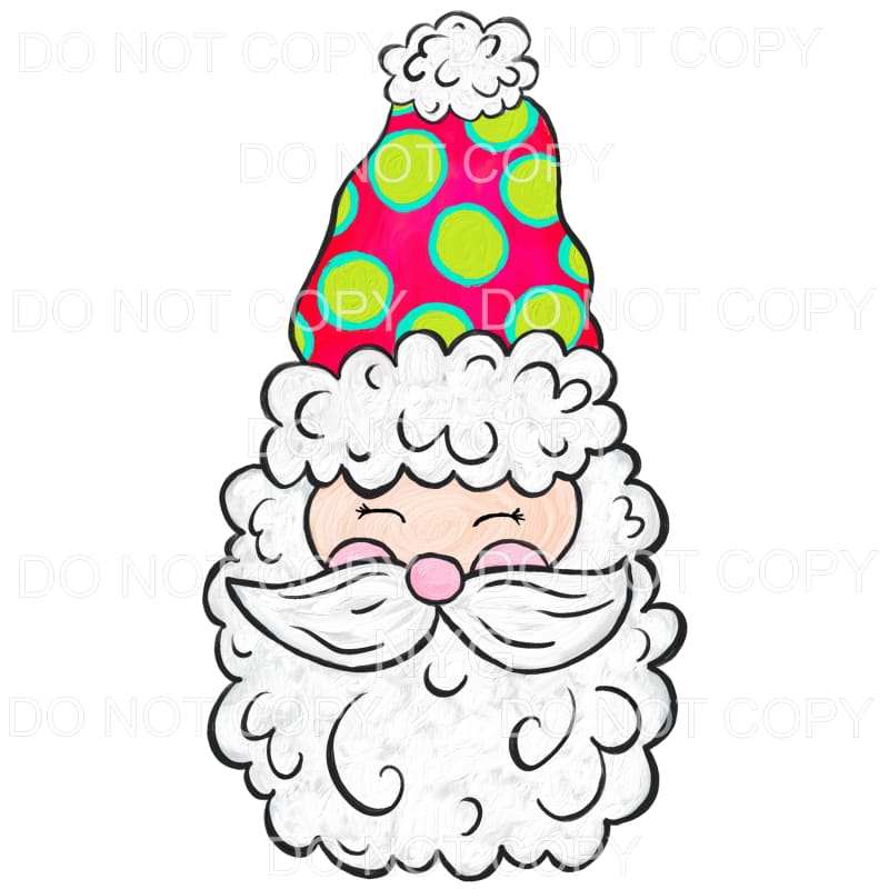 Santa Light Skin Red Green Polka Dot Hat #1567 Sublimation 