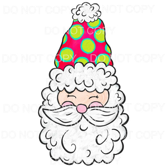 Santa Light Skin Red Green Polka Dot Hat #1567 Sublimation 
