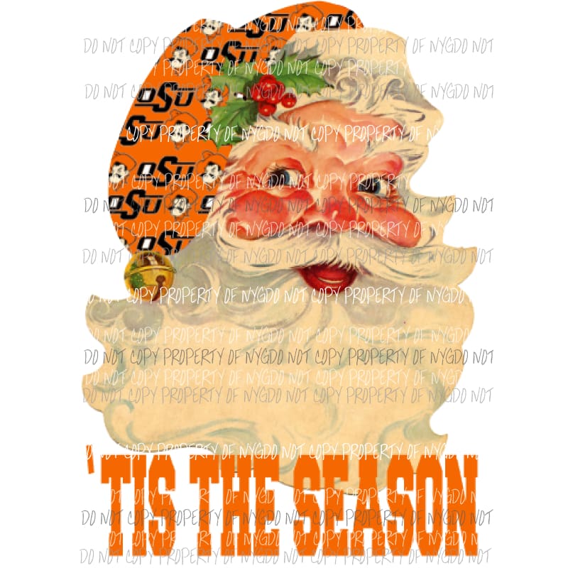 Santa oklahoma cowboys osu Sublimation transfers Heat Transfer