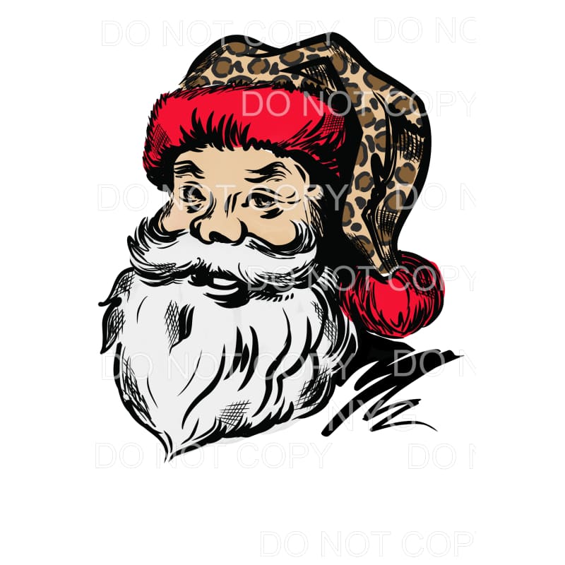 Santa Portrait Leopard # 161 Sublimation transfers - Heat 
