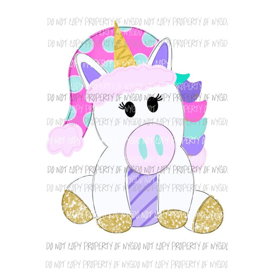 Santa Unicorn Sublimation transfers Heat Transfer