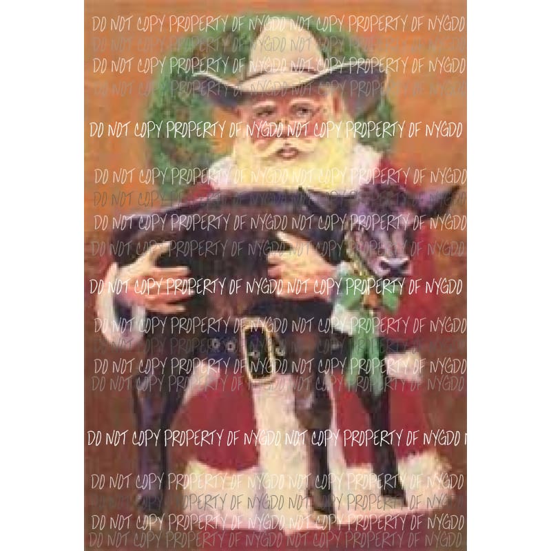 Santa with Cow Sublimation transfers Heat Transfer
