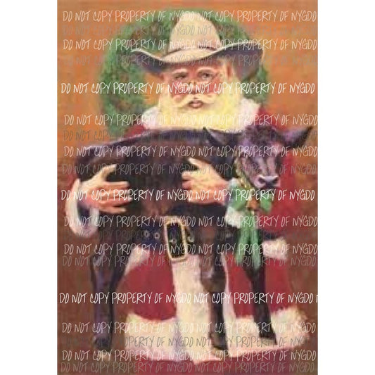 Santa with Cow Sublimation transfers Heat Transfer