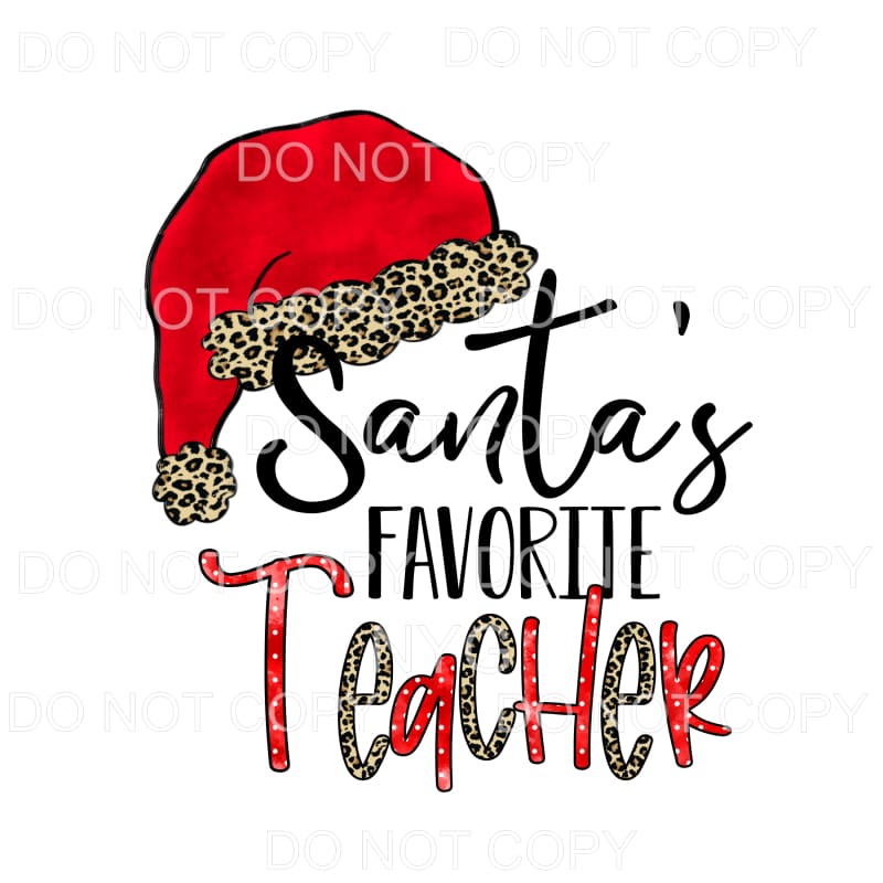 Santa’s Favorite Teacher Red Polka Dots Leopard #1484 