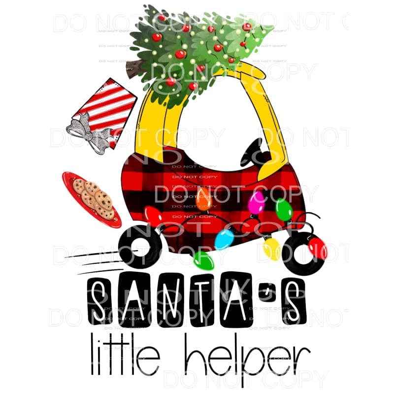 Santa’s Little Helper Coupe Car Red Plaid Falling Gifts 