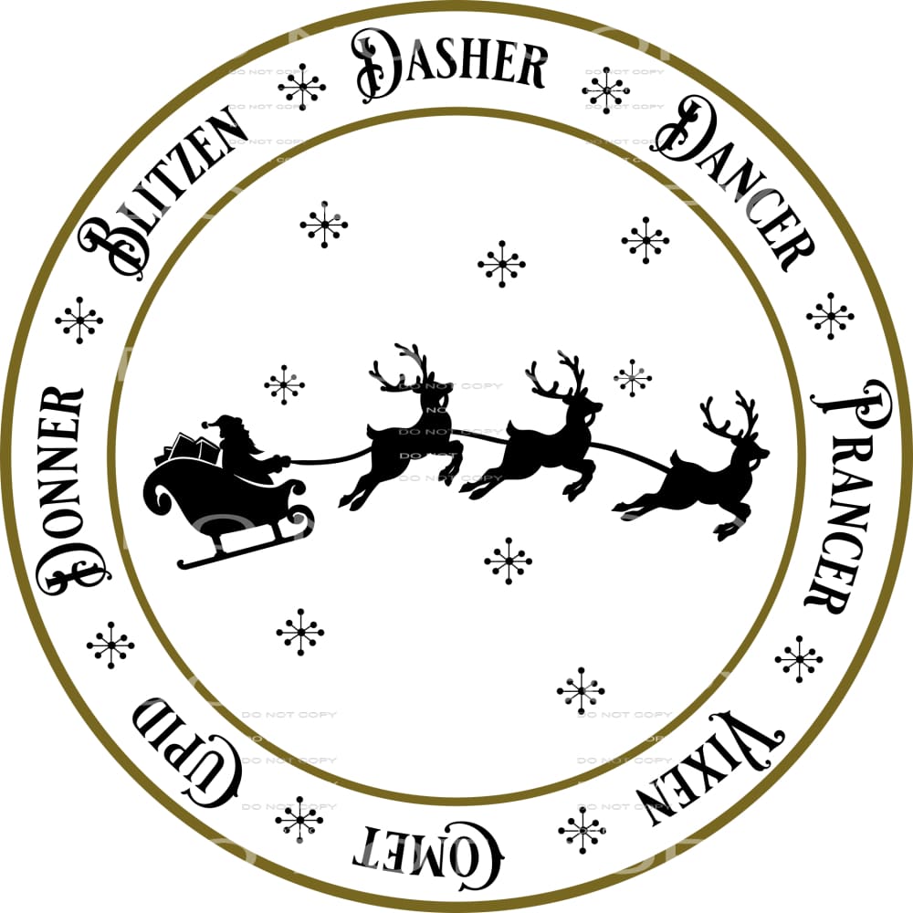 santa’s sleigh reindeer #7519 Sublimation transfers - Heat 