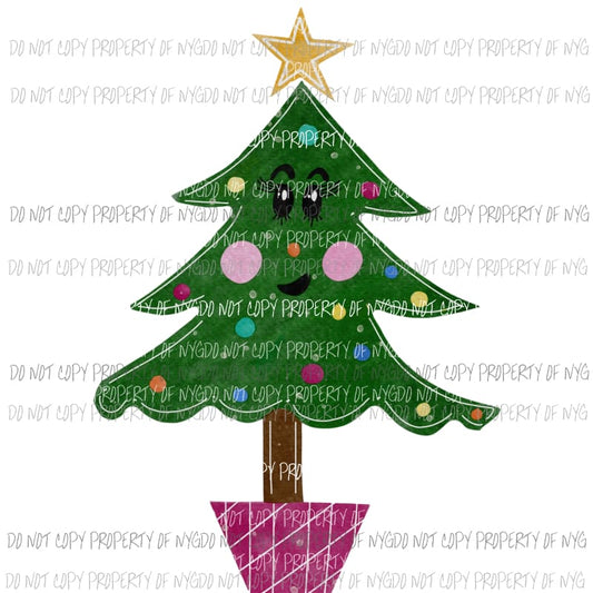 Sassy Christmas Tree girl pink lights Sublimation transfers Heat Transfer