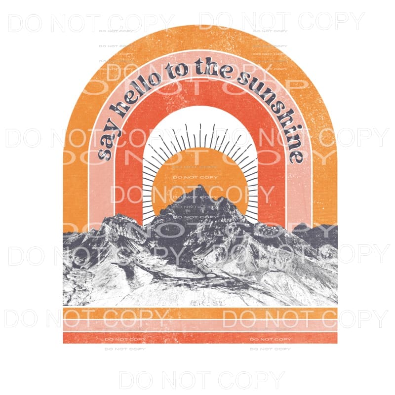 Say Hello To The Sunshine Retro Rainbow Mountains Orange 