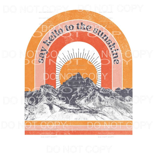 Say Hello To The Sunshine Retro Rainbow Mountains Orange 