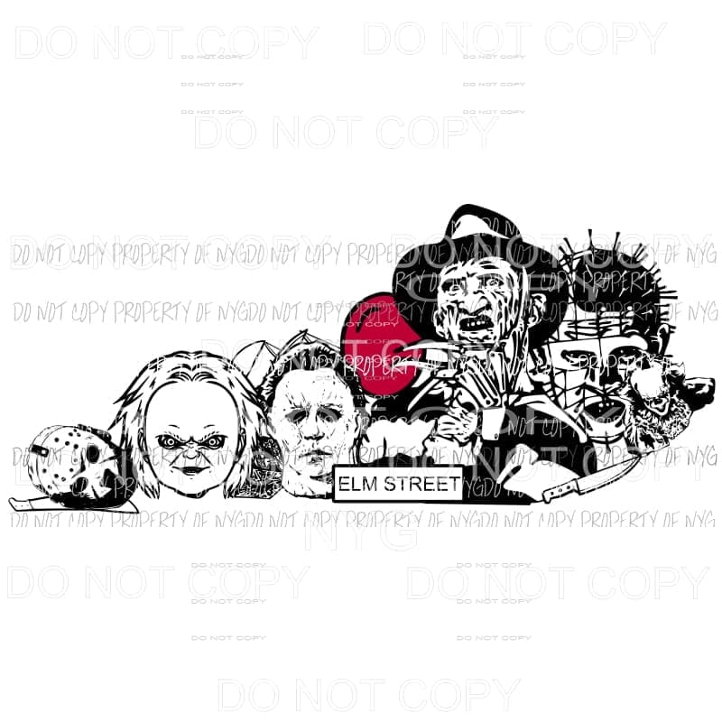 Scary movies freddie chucky jason kentucky HORROR Sublimation transfers Heat Transfer