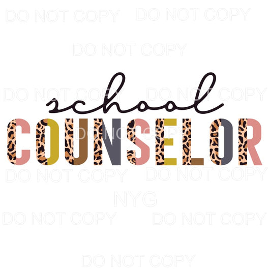 School Counselor Half Leopard Sublimation transfers - Heat 