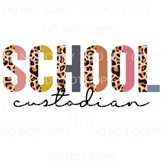 School Custodian Half Leopard #350 Sublimation transfers - 