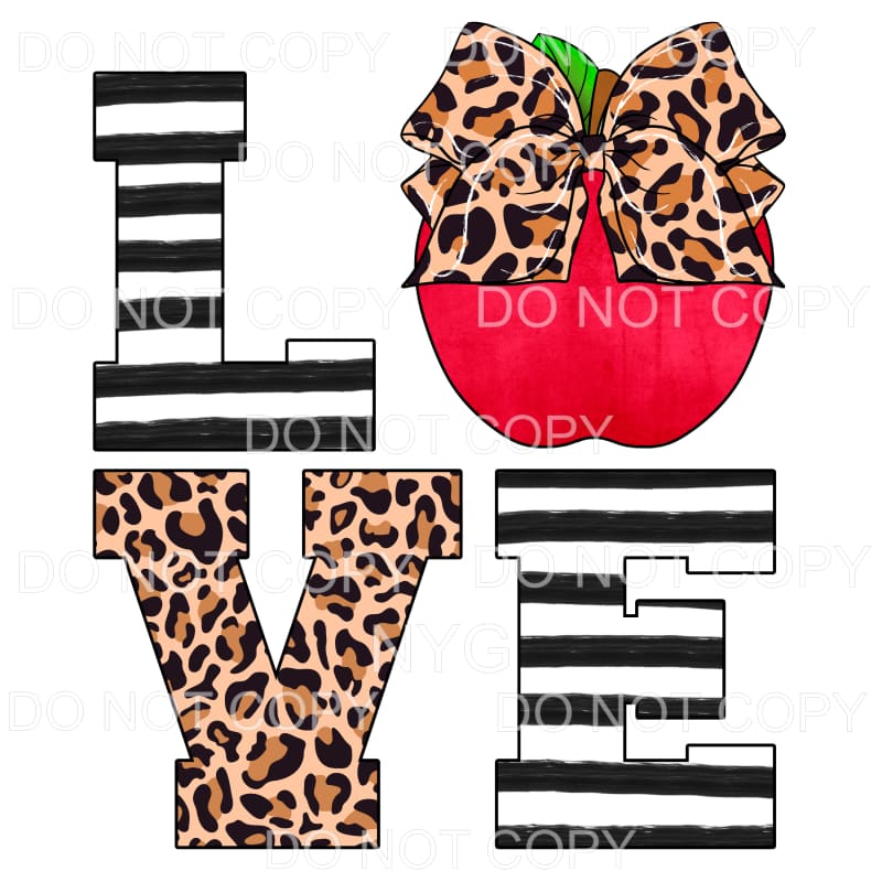 School Love Red Apple Leopard #647 Sublimation transfers - 
