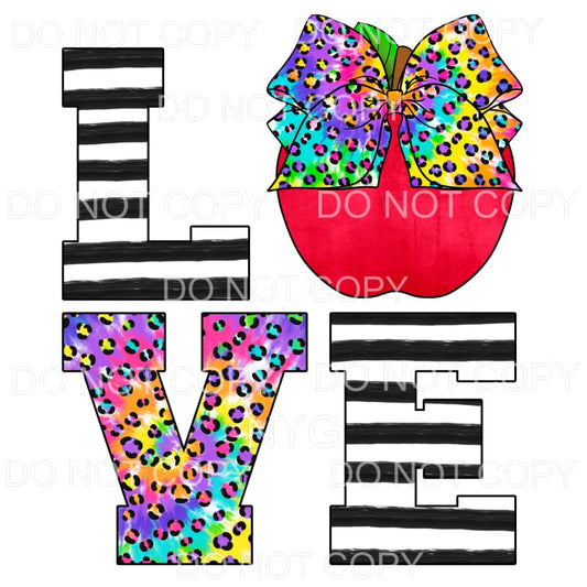 School Love Red Apple Tie Dye Leopard #648 Sublimation 