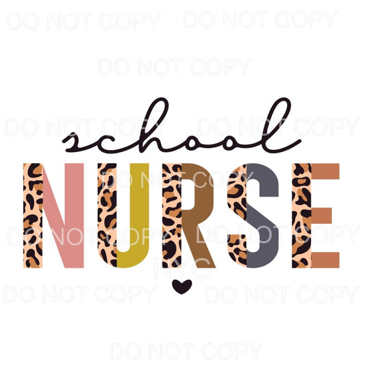 School Nurse Half Leopard Sublimation transfers - Heat 
