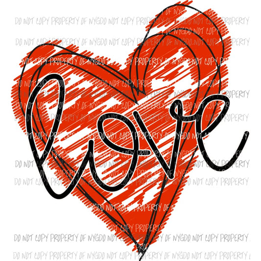 Scribble Red Heart Love Sublimation transfers Heat Transfer
